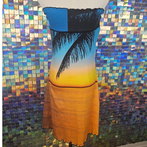 Andrew Chung Vintage‎ Rare Tropical Palm Tree Print Dress - Picture 3 of 5